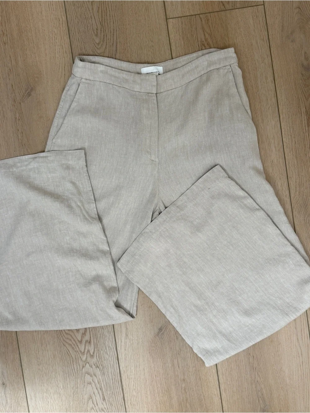 H&M Women’s Wide-Leg Linen-Blend Pants in Light Taupe - 40/8